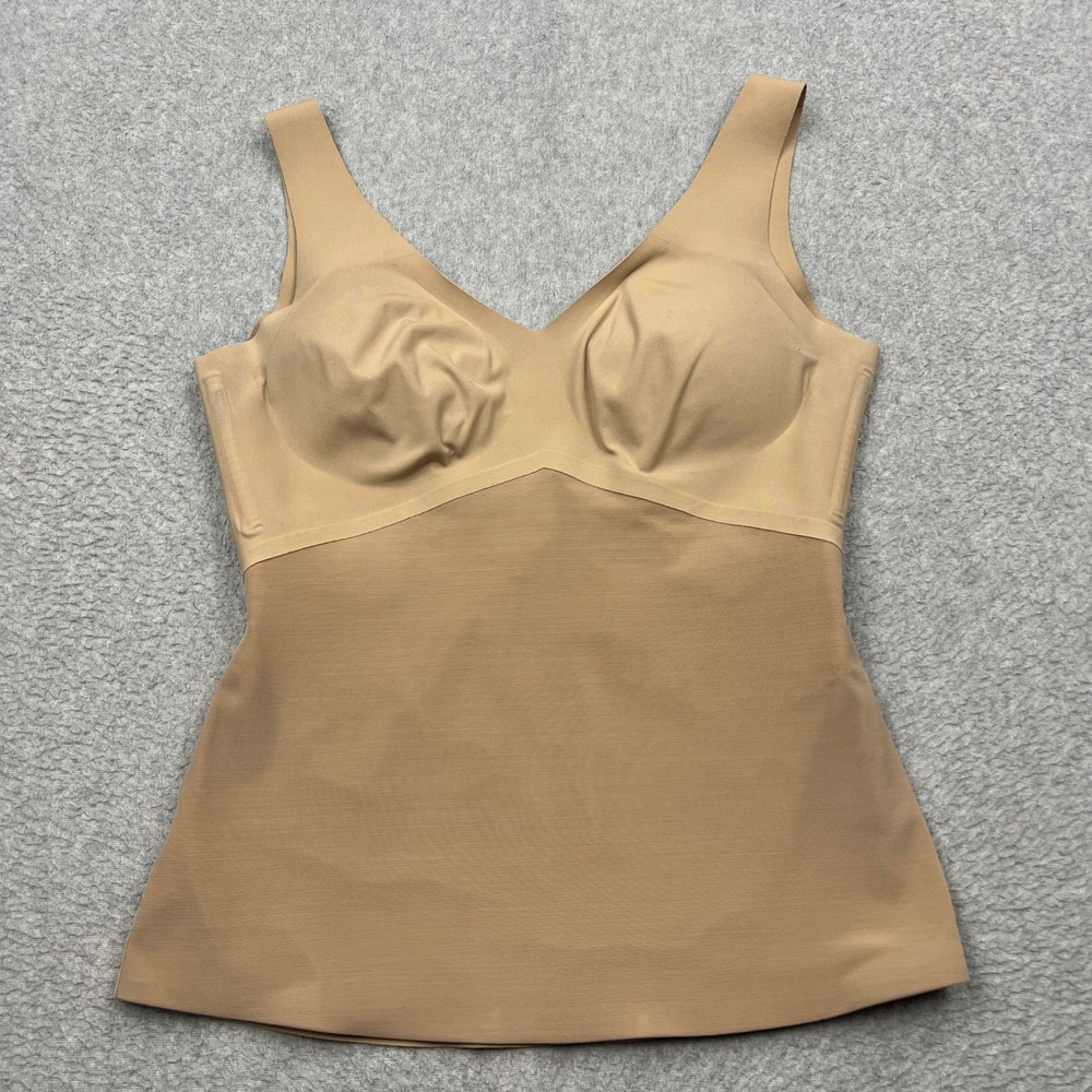Honeylove LiftWear Tank Womens Medium Tan V-Neck Shapewear Camisole Built In Bra